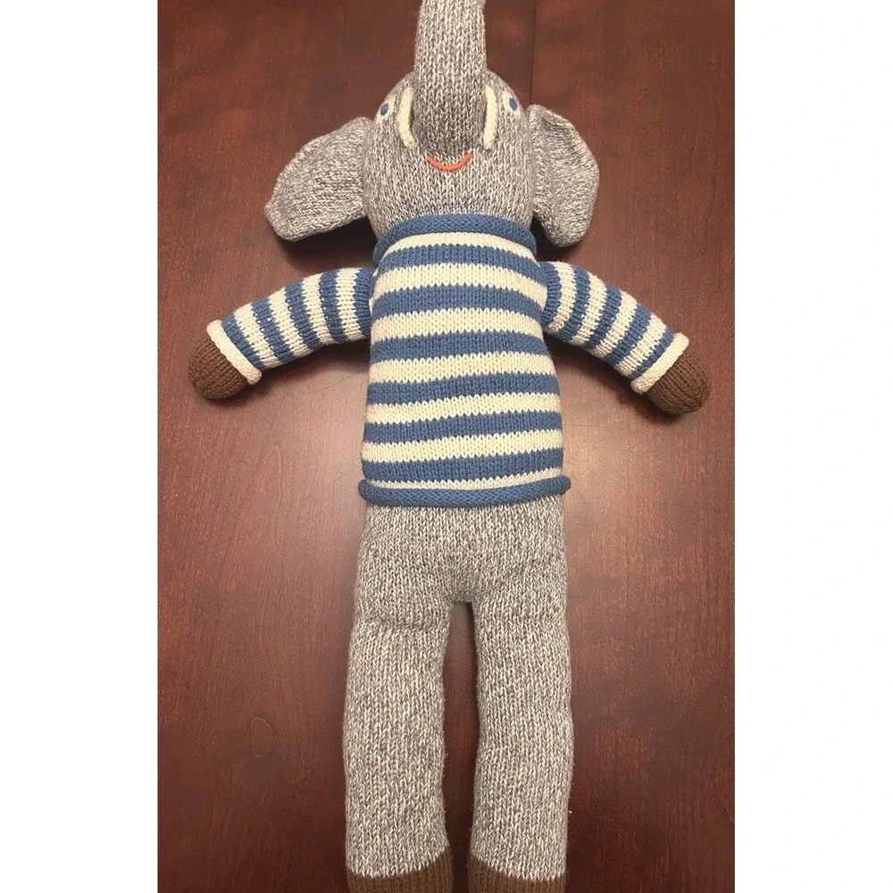 Blabla‎ Knit Cotton 19'' Elephant Gray Striped Soft Plush Toys Sock Doll stuffed